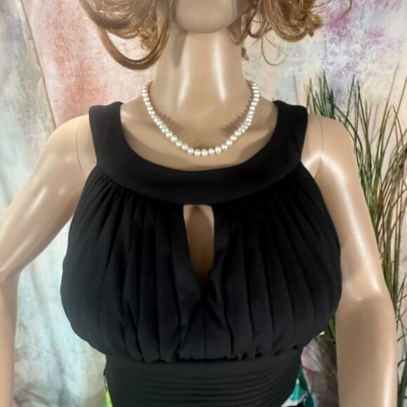 New 📌Sangria Handkerchief Multi-Colored Chiffon Dress with Cummerbund Waistline - Picture 3 of 16